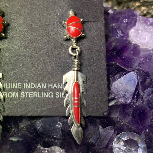 🚫RESERVED🚫Native silver/red coral earrings - Picture 4 of 14